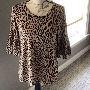 Chico’s animal print flounce sleeve tee